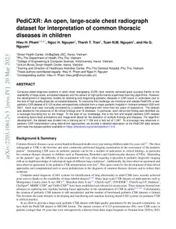 PediCXR: An open, large-scale chest radiograph dataset for
  interpretation of common thoracic diseases in children