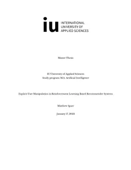 Explicit User Manipulation in Reinforcement Learning Based Recommender
  Systems