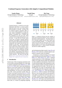 Continual Sequence Generation with Adaptive Compositional Modules