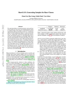 RareGAN: Generating Samples for Rare Classes