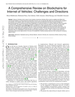 A Comprehensive Review on Blockchains for Internet of Vehicles:
  Challenges and Directions