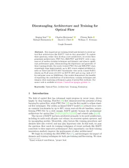 Disentangling Architecture and Training for Optical Flow