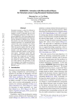 HIBRIDS: Attention with Hierarchical Biases for Structure-aware Long
  Document Summarization