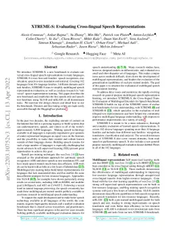 XTREME-S: Evaluating Cross-lingual Speech Representations