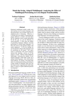 Match the Script, Adapt if Multilingual: Analyzing the Effect of
  Multilingual Pretraining on Cross-lingual Transferability