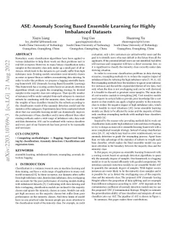 ASE: Anomaly Scoring Based Ensemble Learning for Imbalanced Datasets