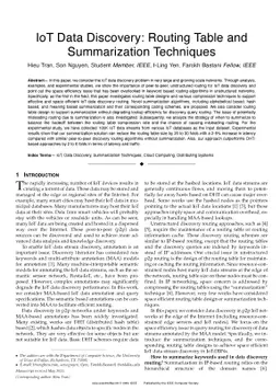 IoT Data Discovery: Routing Table and Summarization Techniques