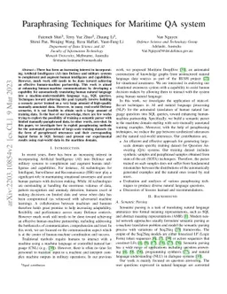 Paraphrasing Techniques for Maritime QA system