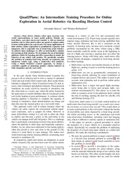 Quad2Plane: An Intermediate Training Procedure for Online Exploration in
  Aerial Robotics via Receding Horizon Control
