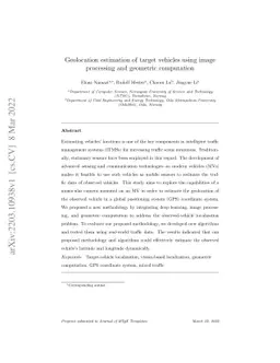Geolocation estimation of target vehicles using image processing and
  geometric computation