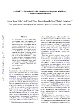 AraBART: a Pretrained Arabic Sequence-to-Sequence Model for Abstractive
  Summarization