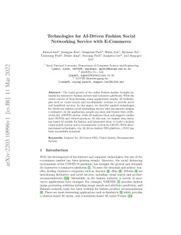Technologies for AI-Driven Fashion Social Networking Service with
  E-Commerce