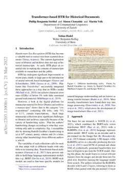 Transformer-based HTR for Historical Documents
