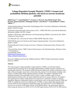 Voltage-Dependent Synaptic Plasticity (VDSP): Unsupervised probabilistic
  Hebbian plasticity rule based on neurons membrane potential