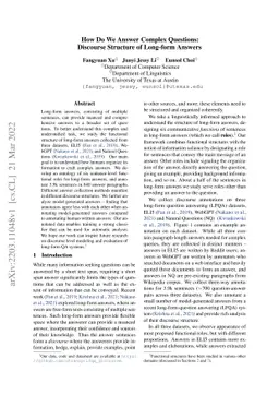 How Do We Answer Complex Questions: Discourse Structure of Long-form
  Answers