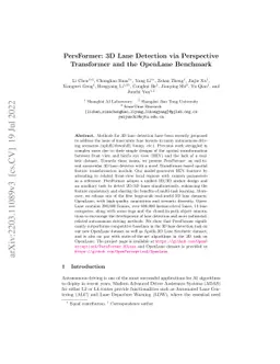 PersFormer: 3D Lane Detection via Perspective Transformer and the
  OpenLane Benchmark