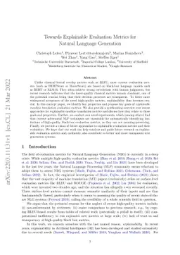 Towards Explainable Evaluation Metrics for Natural Language Generation