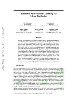Teachable Reinforcement Learning via Advice Distillation