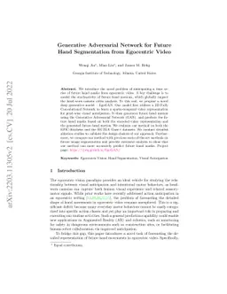 Generative Adversarial Network for Future Hand Segmentation from
  Egocentric Video