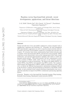 Random vector functional link network: recent developments,
  applications, and future directions
