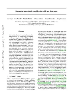 Sequential algorithmic modification with test data reuse