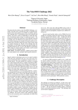 The VoiceMOS Challenge 2022