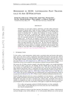 Hindsight is 20/20: Leveraging Past Traversals to Aid 3D Perception