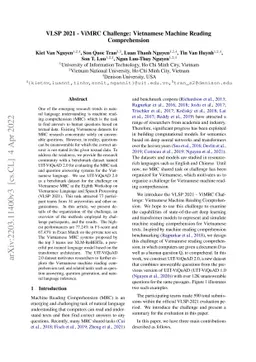 VLSP 2021 - ViMRC Challenge: Vietnamese Machine Reading Comprehension