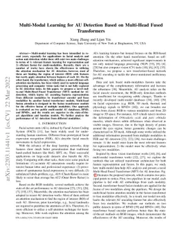 Multi-Modal Learning for AU Detection Based on Multi-Head Fused
  Transformers