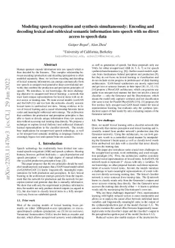 Modeling speech recognition and synthesis simultaneously: Encoding and
  decoding lexical and sublexical semantic information into speech with no
  direct access to speech data