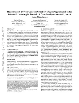 How Interest-Driven Content Creation Shapes Opportunities for Informal
  Learning in Scratch: A Case Study on Novices' Use of Data Structures