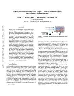 Making Recommender Systems Forget: Learning and Unlearning for Erasable
  Recommendation