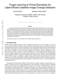 Frugal Learning of Virtual Exemplars for Label-Efficient Satellite Image
  Change Detection
