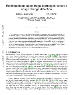 Reinforcement-based frugal learning for satellite image change detection