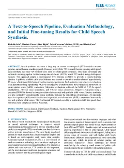 A Text-to-Speech Pipeline, Evaluation Methodology, and Initial
  Fine-Tuning Results for Child Speech Synthesis