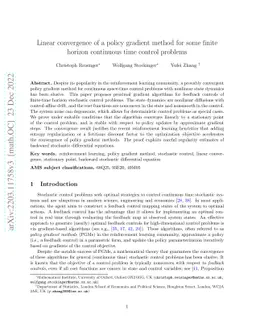 Linear convergence of a policy gradient method for some finite horizon
  continuous time control problems