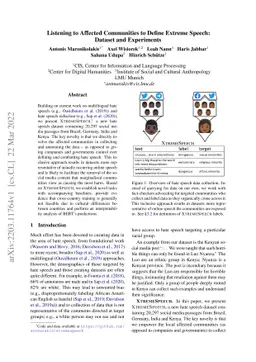 Listening to Affected Communities to Define Extreme Speech: Dataset and
  Experiments