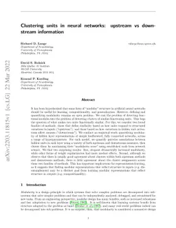 Clustering units in neural networks: upstream vs downstream information