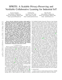 SPRITE: A Scalable Privacy-Preserving and Verifiable Collaborative
  Learning for Industrial IoT