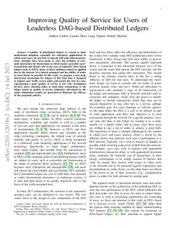 Improving Quality of Service for Users of DAG-based Distributed Ledgers