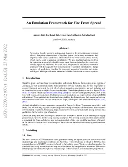 An Emulation Framework for Fire Front Spread