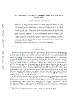 An Adaptive Gradient Method with Energy and Momentum