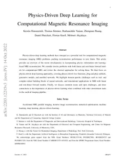 Physics-Driven Deep Learning for Computational Magnetic Resonance
  Imaging