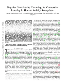Negative Selection by Clustering for Contrastive Learning in Human
  Activity Recognition
