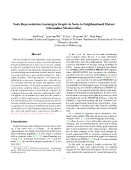 Node Representation Learning in Graph via Node-to-Neighbourhood Mutual
  Information Maximization