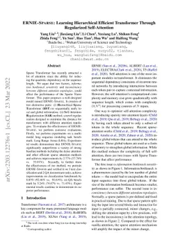 ERNIE-SPARSE: Learning Hierarchical Efficient Transformer Through
  Regularized Self-Attention
