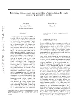 Increasing the accuracy and resolution of precipitation forecasts using
  deep generative models
