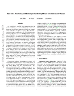 Real-time Rendering and Editing of Scattering Effects for Translucent
  Objects