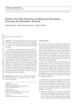 Robust Text Line Detection in Historical Documents: Learning and
  Evaluation Methods