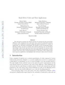 Rank-Metric Codes and Their Applications